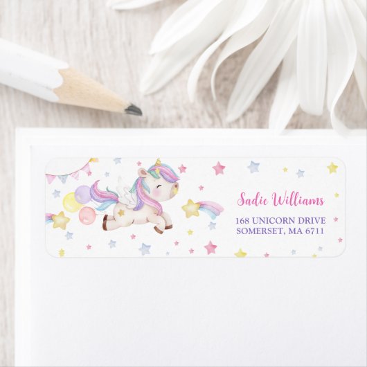 Magische Unicorn Rainbow Birthday Etiket (Insitu)