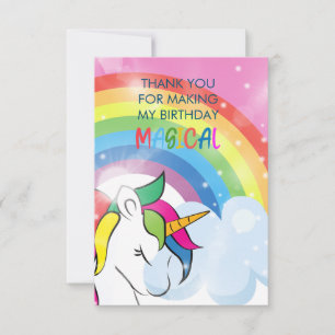 Magische Unicorn Rainbow Birthday Girls Bedankkaart