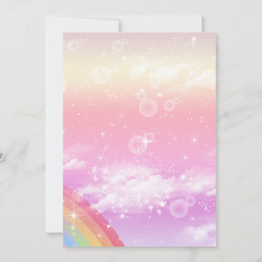 Magische Unicorn Rainbow Birthday Kaart (Achterkant)