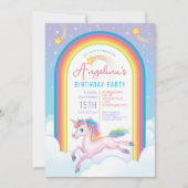 Magische Unicorn Rainbow Birthday Kaart (Voorkant)