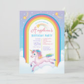 Magische Unicorn Rainbow Birthday Kaart (Staand voorkant)