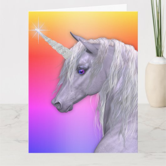 Magische Unicorn Rainbow Birthday Kaart (Voorkant)