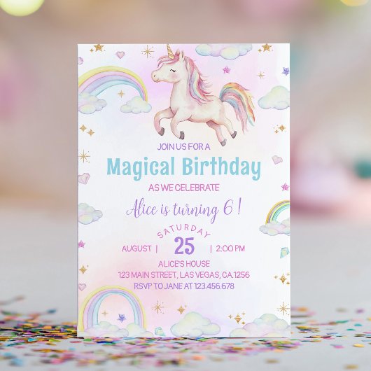 Magische Unicorn Rainbow Birthday Kaart