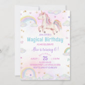 Magische Unicorn Rainbow Birthday Kaart (Voorkant)