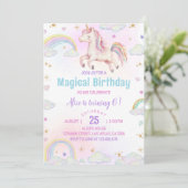 Magische Unicorn Rainbow Birthday Kaart (Staand voorkant)