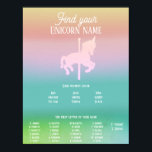 Magische Unicorn Rainbow Birthday Name Poster<br><div class="desc">Een magisch spel dat perfect is voor verjaardagsfeestjes voor meisjes. Met een  carrouselontwerp is dit poster mooi en bevat het een leuke activiteit die uw gasten zeker leuk zullen vinden.</div>