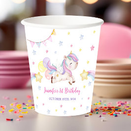 Magische Unicorn Rainbow Birthday Papieren Bekers