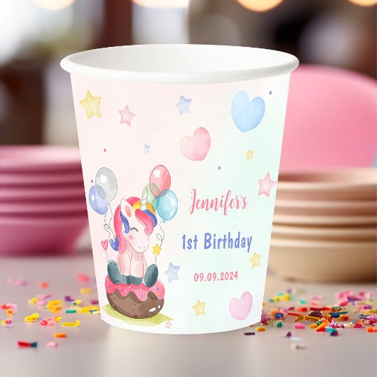 Magische Unicorn Rainbow Birthday Papieren Bekers