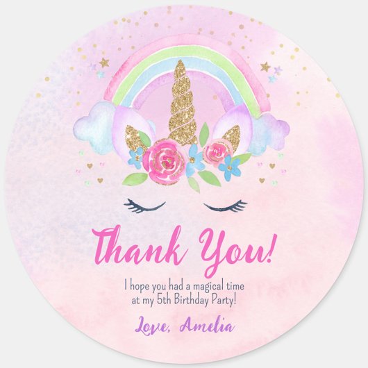 Magische Unicorn Rainbow Birthday Vierkante Sticker