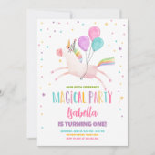 Magische Unicorn Rainbow Girl eerste verjaardag Kaart (Voorkant)