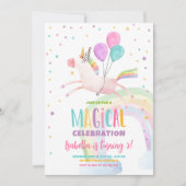 Magische Unicorn Rainbow Girl eerste verjaardag Kaart (Voorkant)