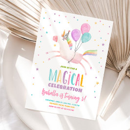 Magische Unicorn Rainbow Girl eerste verjaardag Kaart