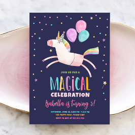 Magische Unicorn Rainbow Girl eerste verjaardag Kaart