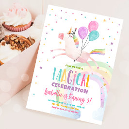 Magische Unicorn Rainbow Girl eerste verjaardag Kaart