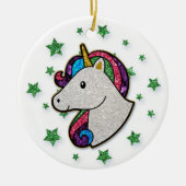 Magische Unicorn Rainbow Glitter Keramisch Ornament (Voorkant)