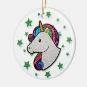 Magische Unicorn Rainbow Glitter Keramisch Ornament (Links)
