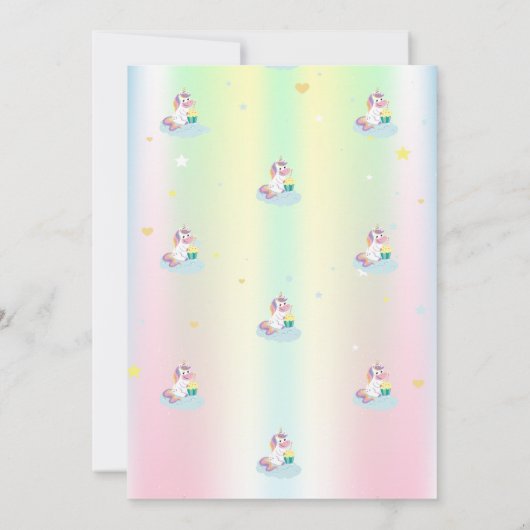 Magische Unicorn Rainbow Iridescent Birthday Kaart (Achterkant)