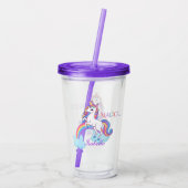Magische Unicorn Rainbow Paars Acryl Drinkbeker (Achterkant)