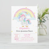 Magische Unicorn Rainbow Stars Birthday Kaart (Staand voorkant)
