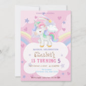 Magische Unicorn Rainbow Stars Hearts Birthday Kaart (Voorkant)
