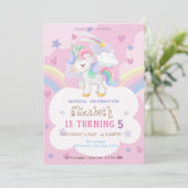 Magische Unicorn Rainbow Stars Hearts Birthday Kaart (Staand voorkant)