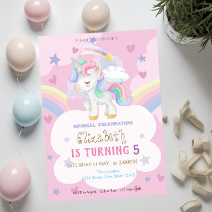 Magische Unicorn Rainbow Stars Hearts Birthday Kaart