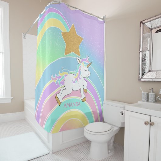 Magische Unicorn-regenboog Douchegordijn (In situ)