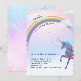 Magische Unicorn, regenboog en sterren Glitter Bir Kaart