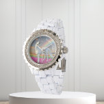 Magische Unicorn-regenboog, gepersonaliseerd Horloge<br><div class="desc">Dit ontwerp werd gecreeerd door digitale kunst. Het kan worden gepersonaliseerd door de aanpassingsknoop te klikken en de kleur te veranderen, een naam, initialen of uw favoriete woorden toe te voegen. Neem contact met me op colorflowcreations@gmail.com als je dit ontwerp op een ander product wilt gebruiken. Koop mijn oorspronkelijke abstracte...</div>