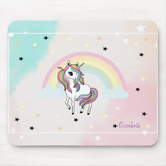 Magische Unicorn, regenboog, sterren Muismat (Voorkant)