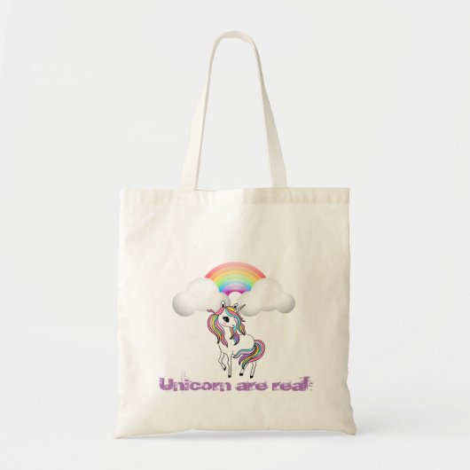 Magische Unicorn, Regenboog Tote Bag (Voorkant)