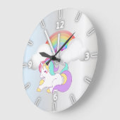 Magische unicorn, regenboog, zilver grote klok (Hoek)