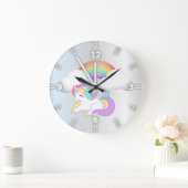 Magische unicorn, regenboog, zilver grote klok (Huis)