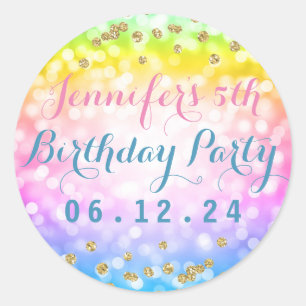 Magische Unicorn regenboogkinderen Birthday Party Ronde Sticker
