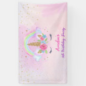 Magische Unicorn regenboogroze verjaardag Spandoek (Verticaal)