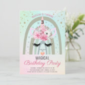 Magische Unicorn regenboogstraal 3de verjaardag Ro Kaart (Staand voorkant)