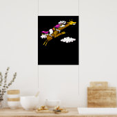 Magische unicorn Riding Giraffe Funny Animals Poster (Keuken)