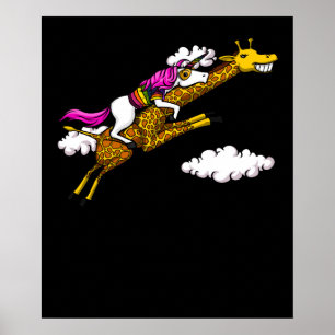 Magische unicorn Riding Giraffe Funny Animals Poster