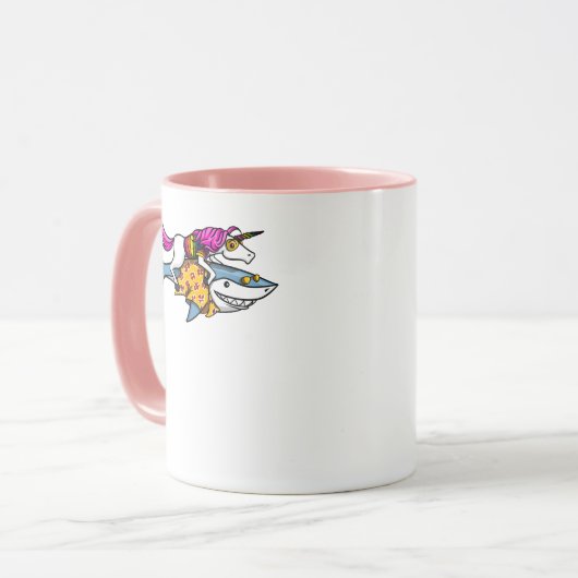 Magische Unicorn Riding Shark Funny Ocean Mok (Voorkant links)