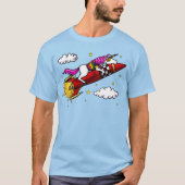 Magische Unicorn Riding Space Rocket Funny T-shirt (Voorkant)