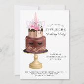 Magische Unicorn Roos Gold Chocolade Birthday Cake Kaart (Voorkant)