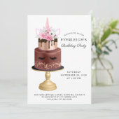 Magische Unicorn Roos Gold Chocolade Birthday Cake Kaart (Staand voorkant)