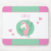 Magische Unicorn Roze en Blauwgroen Kleine Meisjes Muismat (Voorkant)