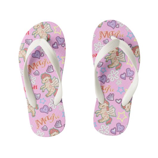 Magische Unicorn Roze. Teenslippers kind (Voetbed)