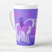 Magische Unicorn Silhouette Blue Pink, speciaal ge Latte Mok (Linkerhoek)