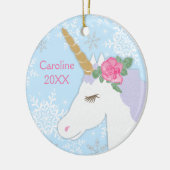 Magische unicorn Silver Glitter Snowflakes Keramisch Ornament (Links)