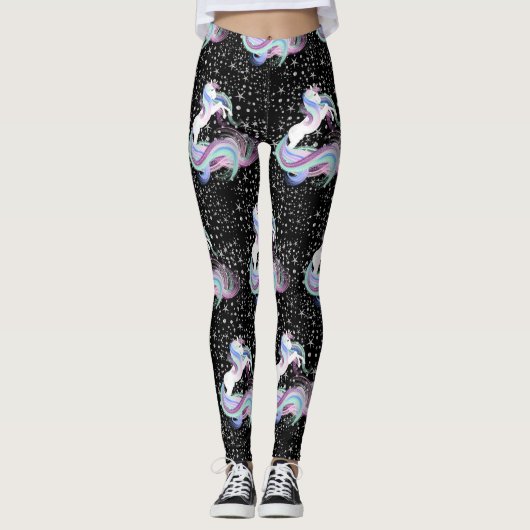Magische unicorn Silver Stars Leggings (Voorkant)