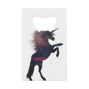 Magische Unicorn Space Nebula Creditkaart Flessenopener