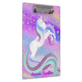 Magische unicorn Sparkly Silver Stars Klembord (Rechts)