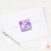 Magische unicorn Sparkly Silver Stars Vierkante Sticker (Envelop)